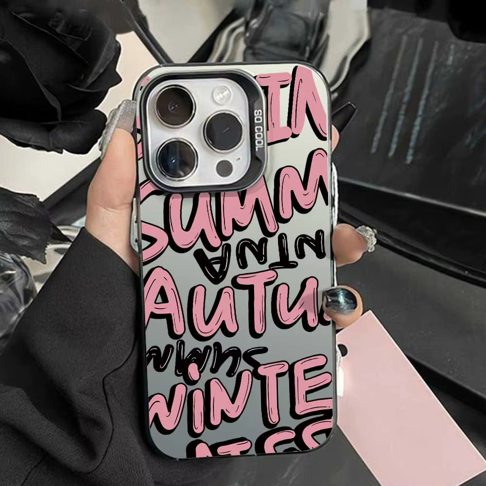 Case for Iphone 16 15 14 13 12 11 Pro Max 16 plus 15+ 14+ X XS Max XR 7 8 plus SE 2020 2022 2023 Silver IMD Phone Cover Casing