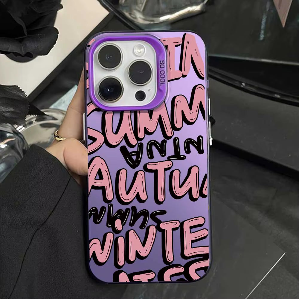 Case for Iphone 16 15 14 13 12 11 Pro Max 16 plus 15+ 14+ X XS Max XR 7 8 plus SE 2020 2022 2023 Silver IMD Phone Cover Casing